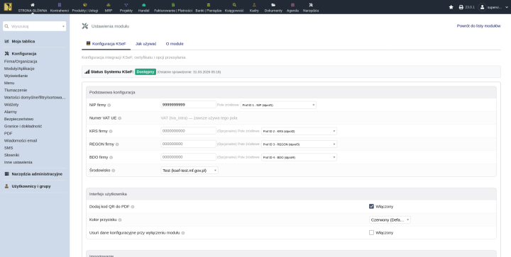 Ustawienia firmy w Dolibarr